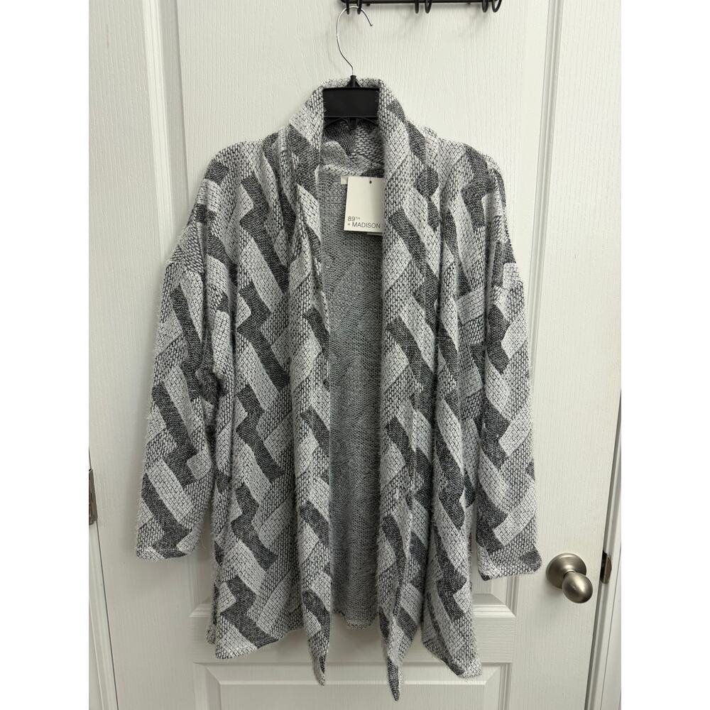 89th + Madison Men’s Open Front Cardigan Sweater 2X Gray NWT